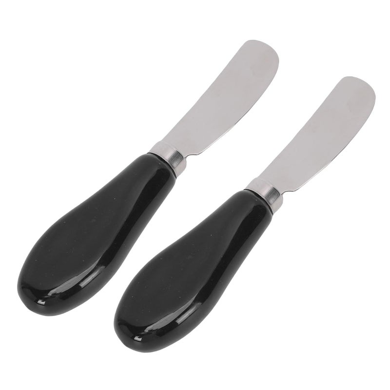 Black Ceramic Handle Butter Knives 2 Pack Stainless Steel Spreaders For Jam Cheese And Family Meals - Image 5