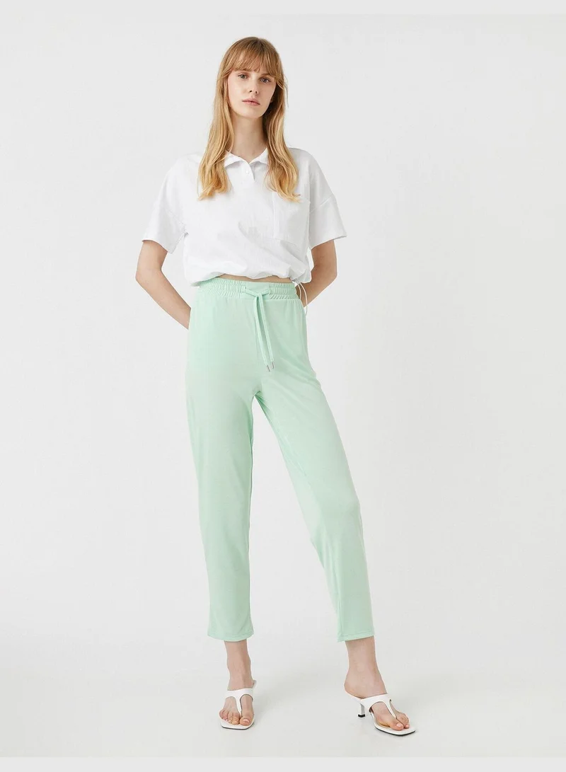 كوتون Elastic Waist Capri Pants