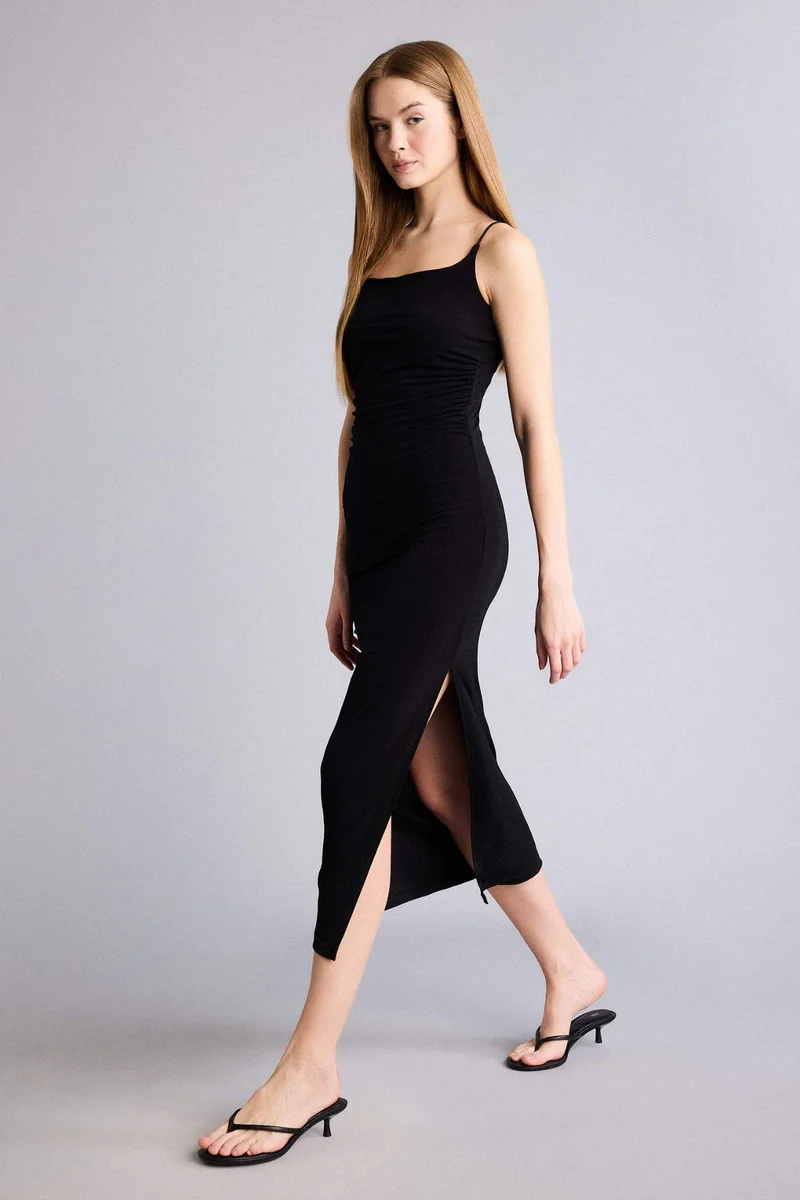 ديفاكتو Bodycon Square Collar Maxi Dress