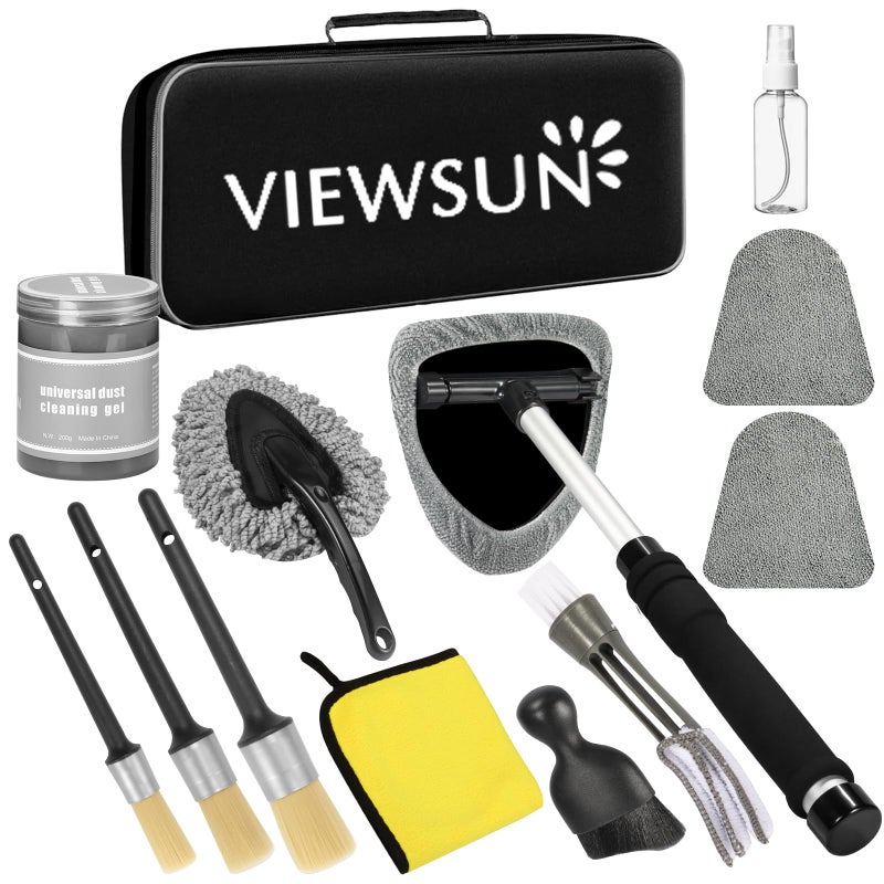Viewsun Windshield Cleaner Tool, 13Pcs Car Interior Cleaning Kit, Car Detailing Kit Interior Cleaner, Car Detailing Brushes, Car Cleaning Gel, Inside Cleaning Supplies Accessories for Women Men - Image 1