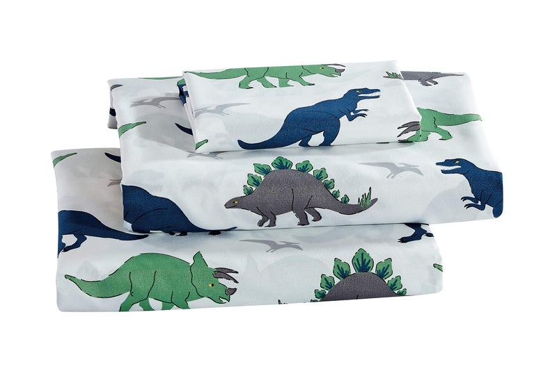Linen Plus Sheet Set KidsTeens Ancient Dinosaurs Green Blue Grey White New Trex Green Twin