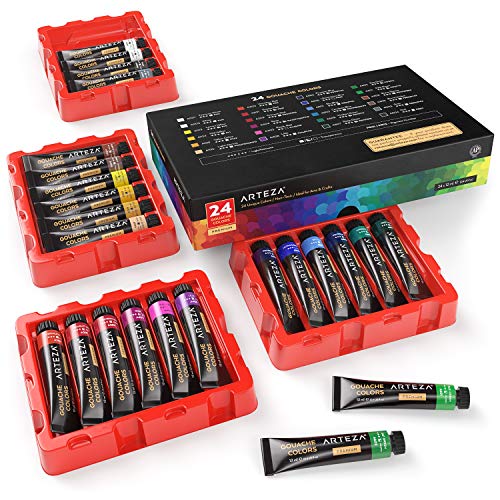ARTEZA Gouache Paint Set of 24 12ml04 US fl oz Gouache Paint Tubes Gouache Set for Adults and Students - Image 1