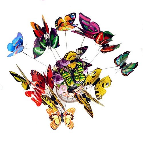 Krisah Combo of 5 pcs Butterflies Stakes,10 pcs Mushrooms & 10pcs Ladybugs Garden/Plant Décor, Multi Color, Small - Image 2
