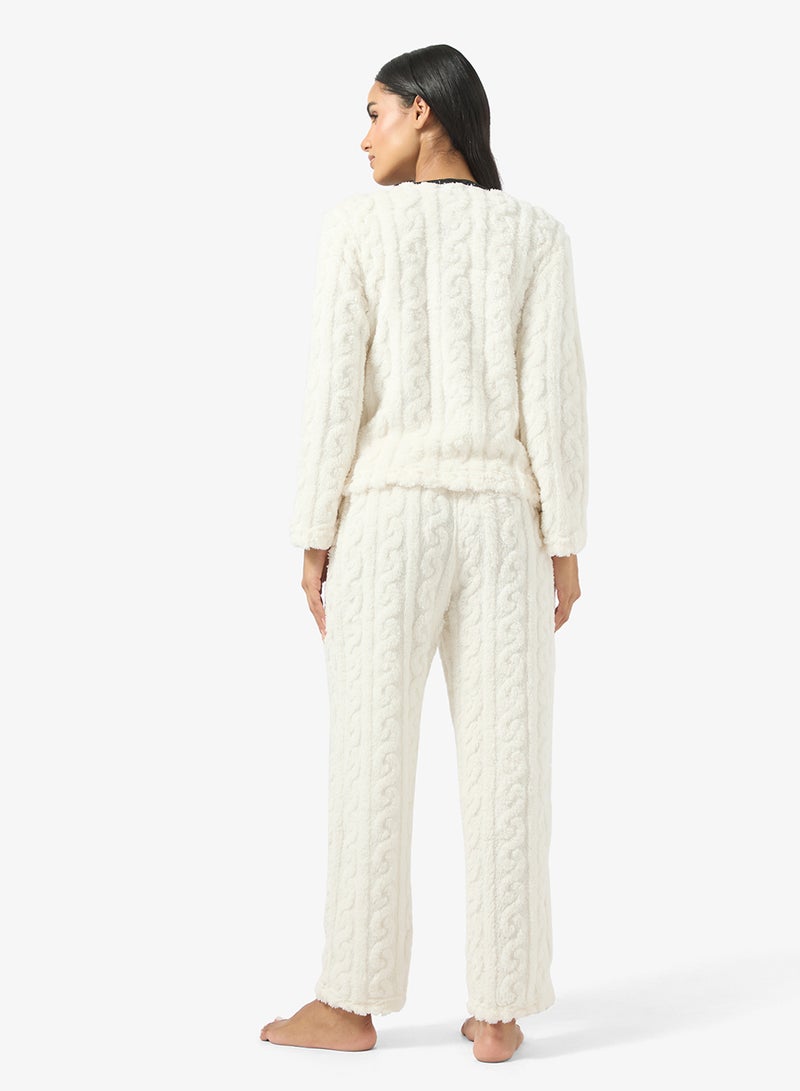Ginger Cable Knit Button Down Top & Pant Lounge Set - Image 2