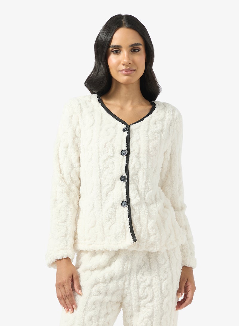 Ginger Cable Knit Button Down Top & Pant Lounge Set - Image 3