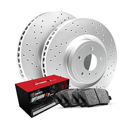 R1 Concepts Rear Brakes and Rotors Kit |Rear Brake Pads| Brake Rotors and Pads| Optimum OEp Brake Pads and Rotors|fits 2010-2017 Jaguar XF, XFR, XFR-S, XJ, XJR, XKR, XKR-S - Image 1