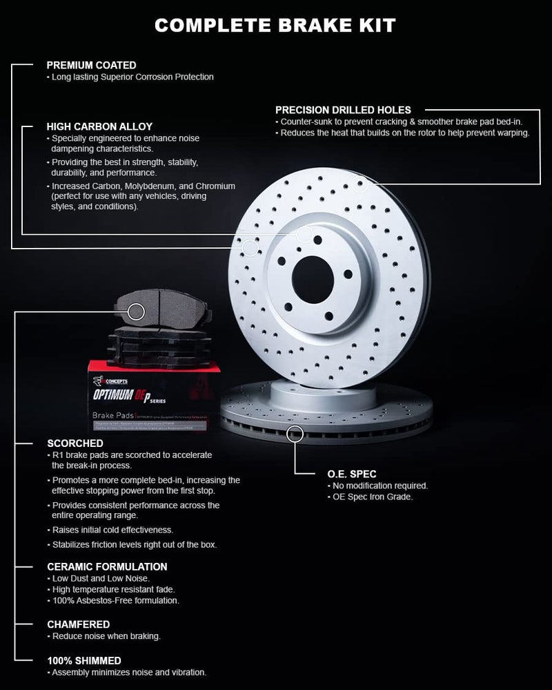 R1 Concepts Rear Brakes and Rotors Kit |Rear Brake Pads| Brake Rotors and Pads| Optimum OEp Brake Pads and Rotors|fits 2010-2017 Jaguar XF, XFR, XFR-S, XJ, XJR, XKR, XKR-S - Image 4