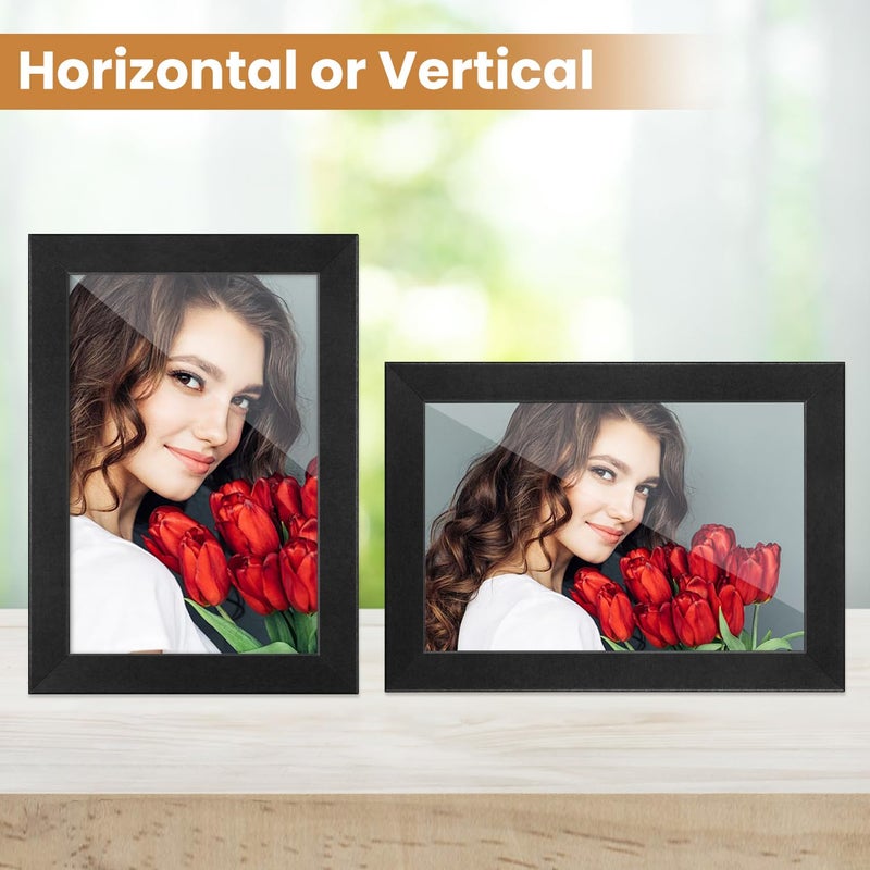 LBECUA 4x6 Picture Frame Set of 2  Wooden Picture Frames with HD Plexiglass Display Photo 4x6  Horizontal and Vertical for Wall and Tabletop  Black - Image 4