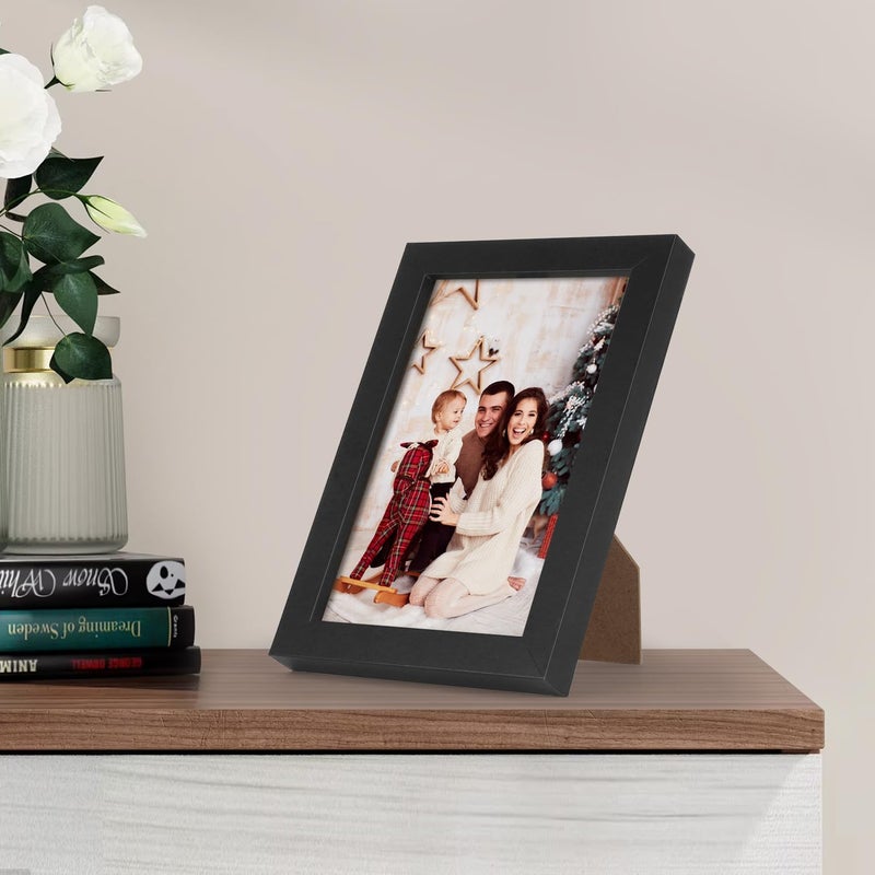 LBECUA 4x6 Picture Frame Set of 2  Wooden Picture Frames with HD Plexiglass Display Photo 4x6  Horizontal and Vertical for Wall and Tabletop  Black - Image 5