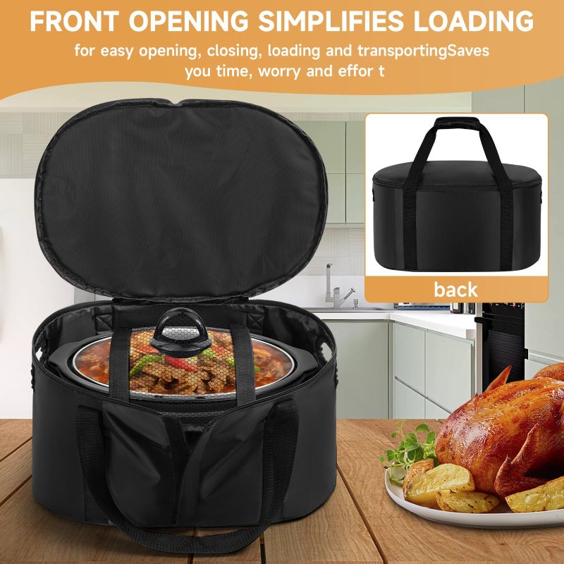 LASUK Portable Slow Cooker Travel Bag, Isulated Carrier Case Tote for 4-8 Quart Crock Carrier Compatible with Else Brands, Internal Mesh Net Holds Pot in Place, For Travel, Outdoor, Picnic, Black - Image 4
