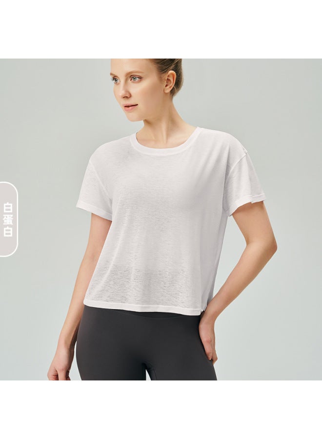 Bamboo Lightweight Breathable Yoga T-shirt Outdoor Fitness Pilates Round Neck Versatile Cover-up Sports Short-sleeved Top For Women