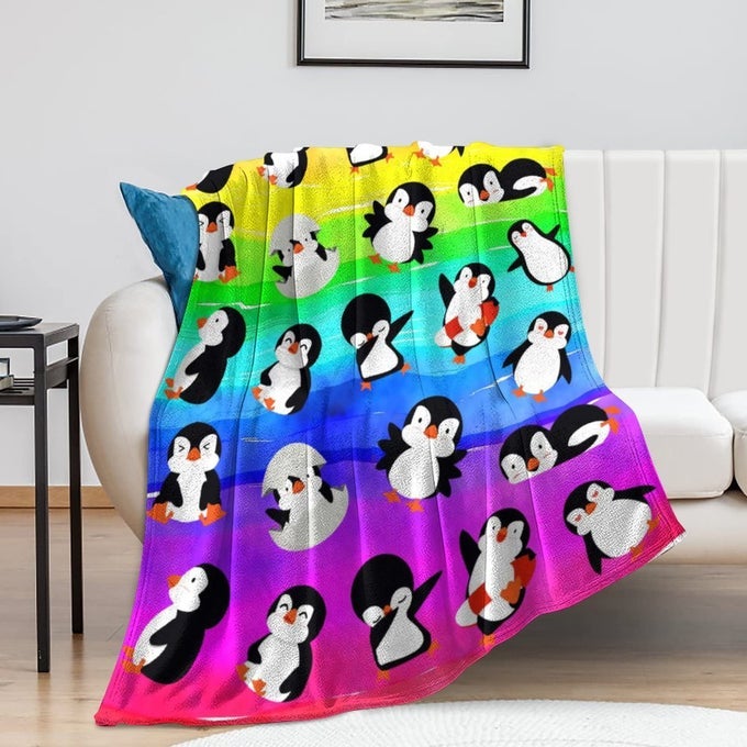ANIMAL PENGUIN BLANKET ULTRA SOFT CUTE PENGUINS FLANNEL FLEECE THROW BLANKETS LIGHTWEIGHT MICROFIBER FUN ART KIDS ADULT BEDDING FOR GIFTS TRAVEL 50X40