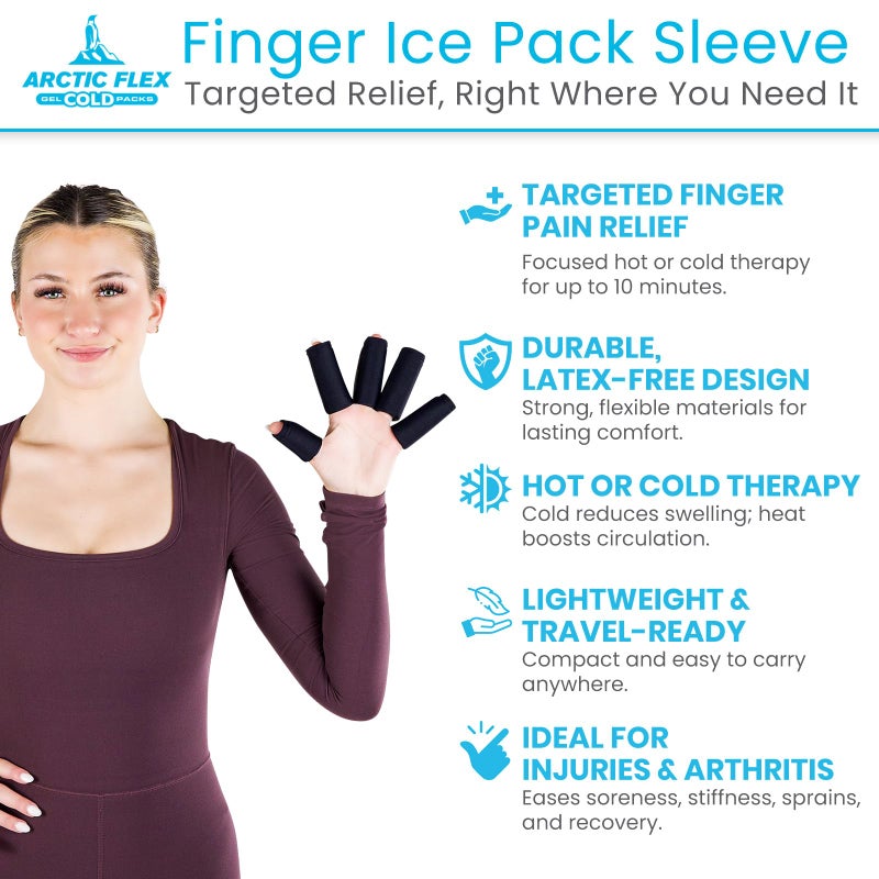 Arctic Flex Finger Ice Pack Sleeve - (5 Pk) Compression Sleeves for Arthritis, Trigger Finger & Pain Relief - Hot and Cold Gel Therapy Treatment for Joints & Thumb - Support Wrap for Swelling - Image 2