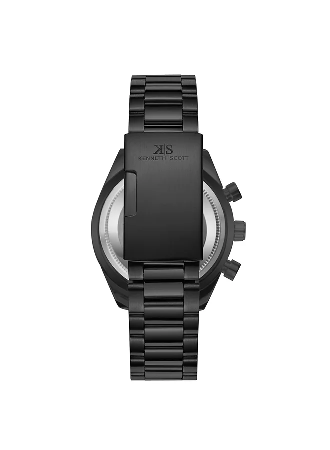 KENNETH SCOTT Men's Chrono & Multi Function Display Watch With Black Stainless Steel Strap - K23150-BBBBG