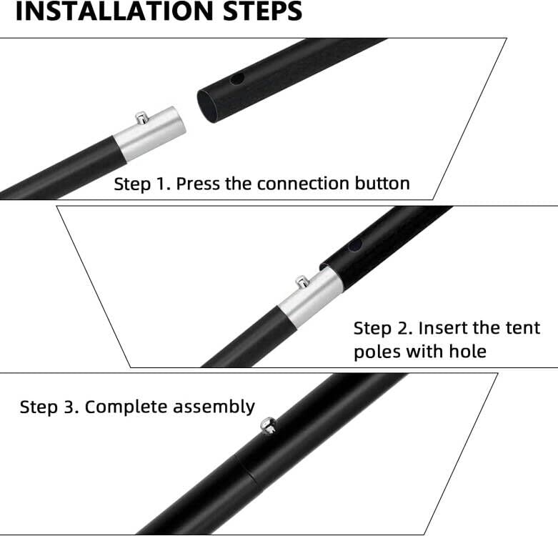 KOMCLUB Telescoping Tent Poles Tarp Poles 5-Section Adjustable Aluminum Rods for Tent Fly and Tarps Lightweight Replacement Adjustable Tent Poles for Outdoor Sport Camping 78Inch(Black) - Image 5