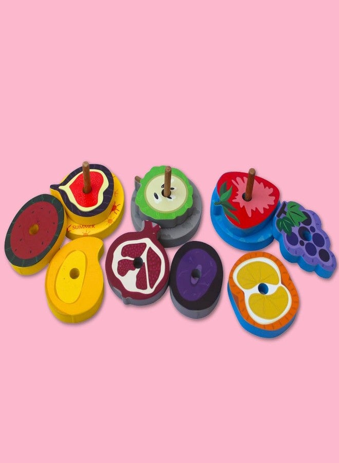 Taali Mausami FAL - Seasonal Fruit Stacking and Color Matching Toy | 12 Pieces | Wooden Fruits Stacking | Season and Fruit Identification | Shape Sorting Puzzle Toys Toddlers Activities Preschool - Image 1