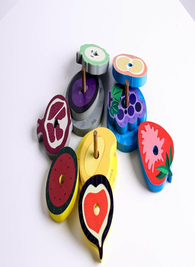 Taali Mausami FAL - Seasonal Fruit Stacking and Color Matching Toy | 12 Pieces | Wooden Fruits Stacking | Season and Fruit Identification | Shape Sorting Puzzle Toys Toddlers Activities Preschool - Image 2