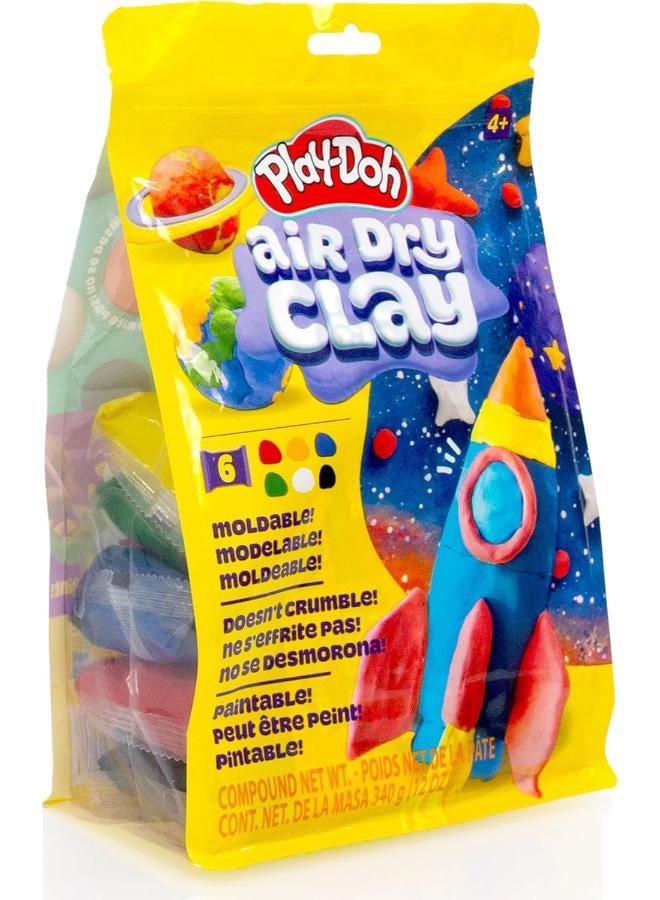 Play-Doh Brand Air Dry Clay, 6 Vibrant Clay Colors, Soft & Ultra Light Modeling Clay for Kids, Moldable, Paintable, Crumble-Free - Image 1