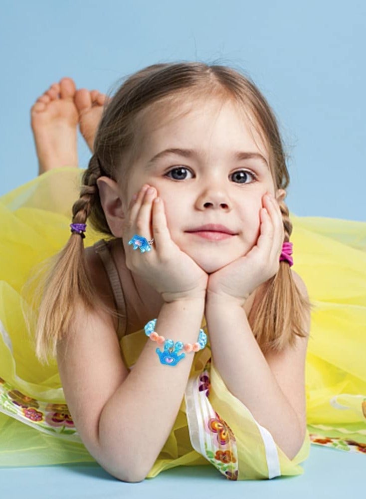 SOLARAE Unicorn Bracelet Ring Set for Girls 12 Pcs Stocking Fillers Jewelry Shiny Crown Beaded With Colorful Adjustable Rings Toddler Little Girl Play Party Favors - Image 3