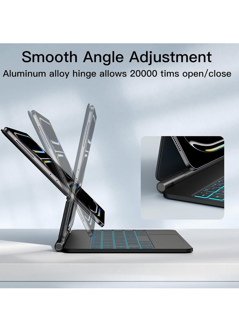 QPHWHFQ Magnetic Keyboard Case with Multi-Touch Trackpad and 7-Color Backlit Keys for iPad Air 11 inch (M2/M3/M4), iPad Air 4th/5th Gen, iPad Pro 11 inch (1st-4th Gen) with Floating Cantilever Stand - Image 4