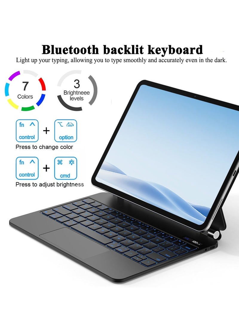QPHWHFQ Magnetic Keyboard Case with Multi-Touch Trackpad and 7-Color Backlit Keys for iPad Air 11 inch (M2/M3/M4), iPad Air 4th/5th Gen, iPad Pro 11 inch (1st-4th Gen) with Floating Cantilever Stand - Image 5