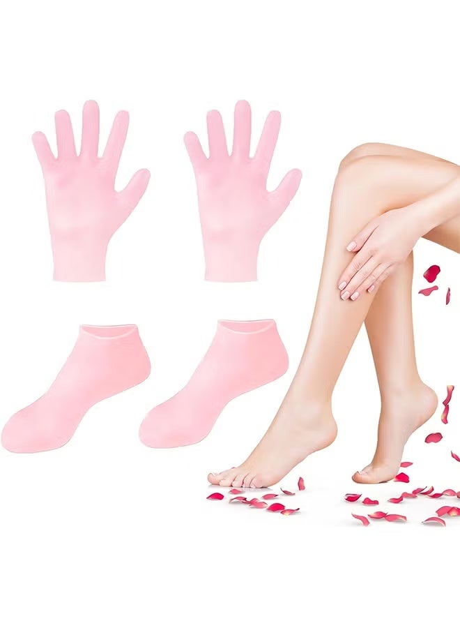 2 Pairs Smooth, Moisturizing Socks Set Gel Spa Gloves Skin Care Socks, for Moisturize Soften Repairing Hands Feet Callus Remover, Foot Anti-ing Protector Foot Care Tool for Women - Image 1