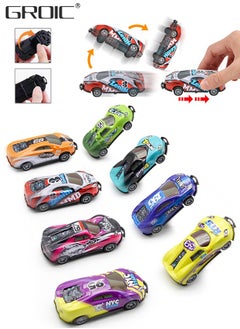 GROIC 8PCS Metal Pull Back Cars, Ejection Vehicle Flip Crash Car, Stunt Toy Cars, Friction Power Alloy Casting car Mini Race car for Toddler, Jumping Flip Stunt Toy Cars Mini Model Cars  - Image 1