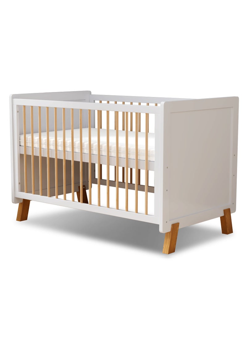 MEICI BABY أليكس -3 في 1 سرير طفل خشبي سرير طفل قابل للتحويل سرير الطفل 3 أوضاع قاعدة قابلة للتعديل، تأمين قصير، الفراش مدرج، من الولادة إلى 6 سنوات - Image 1