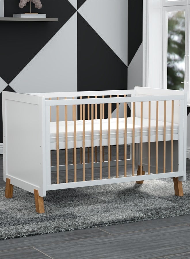 MEICI BABY أليكس -3 في 1 سرير طفل خشبي سرير طفل قابل للتحويل سرير الطفل 3 أوضاع قاعدة قابلة للتعديل، تأمين قصير، الفراش مدرج، من الولادة إلى 6 سنوات - Image 2