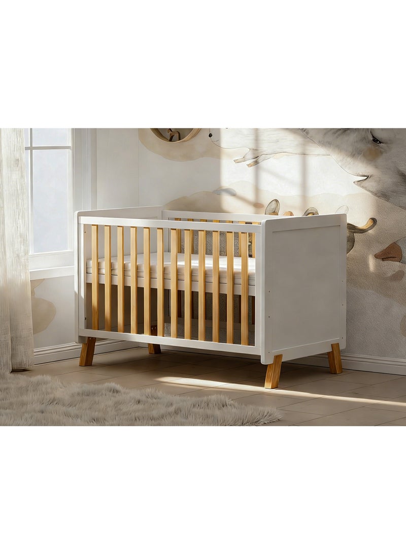 MEICI BABY Alex  3-in-1 Wooden Baby Cot Bed，Baby Crib，Convertible Baby Bed，3 Adjustable Bed Base Positions ，Short Guardrail， Mattress Included，From Birth to 6 Years - Image 2