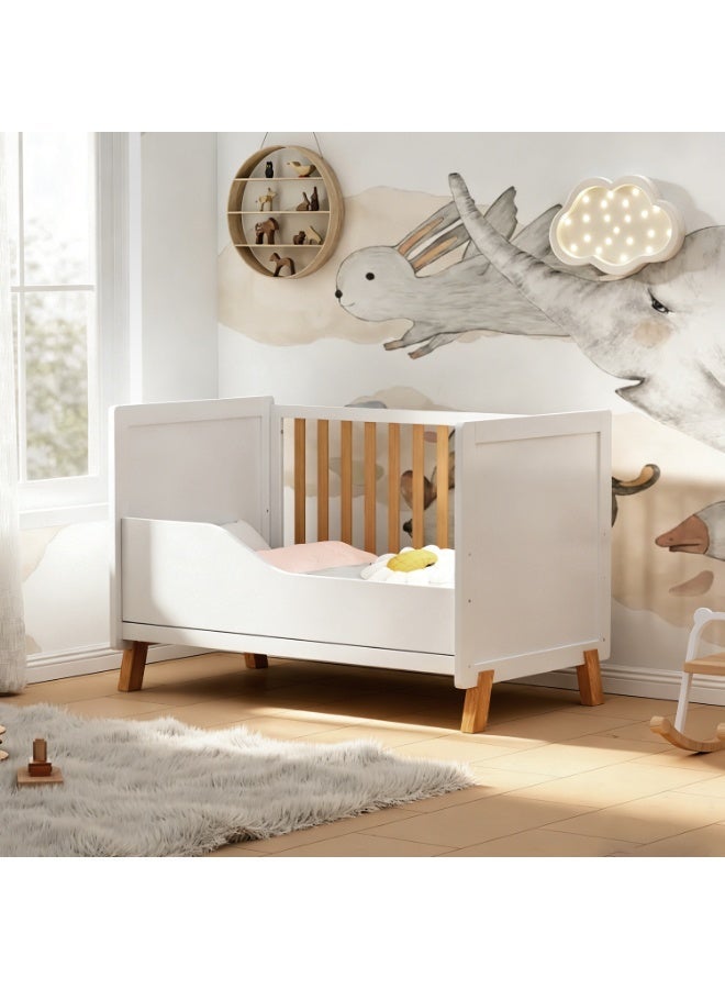 MEICI BABY Alex  3-in-1 Wooden Baby Cot Bed，Baby Crib，Convertible Baby Bed，3 Adjustable Bed Base Positions ，Short Guardrail， Mattress Included，From Birth to 6 Years - Image 5