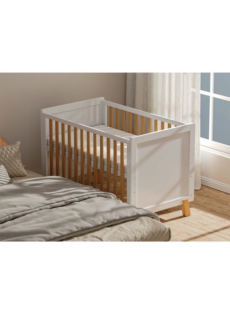 MEICI BABY Alex  3-in-1 Wooden Baby Cot Bed，Baby Crib，Convertible Baby Bed，3 Adjustable Bed Base Positions ，Short Guardrail， Mattress Included，From Birth to 6 Years - Image 4
