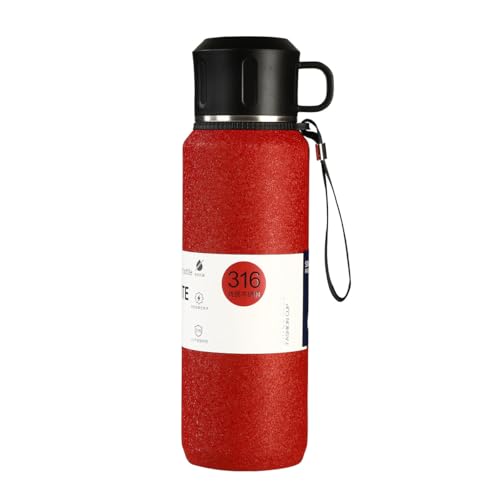 Jukusa Insulated 316 Stainless Steel Water Bottle, 1000ml Water Bottle 24 Hours Hot & Cold Sports Water Bottles with Double Walled and Vacuum Insulated Bottle for Travel, School, and Gym (Red,1000ml) - Image 1