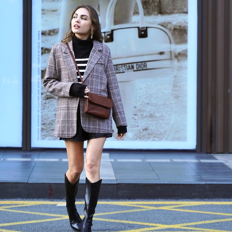 befen Genuine Leather Small Crossbody Bags for Women Cell Phone Bag Cross Body Purses,Silver Zipper - Image 2