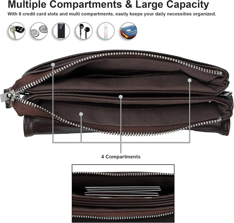 befen Genuine Leather Small Crossbody Bags for Women Cell Phone Bag Cross Body Purses,Silver Zipper - Image 4