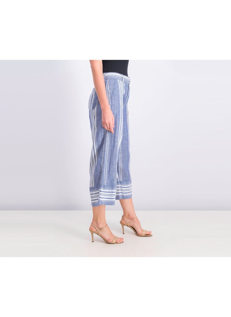 Women Linen Striped Wide Leg Pants, Navy and White - pzsku/Z9DA2187743111BCC478BZ/45/_/1739110478/2ae944f8-4b84-455c-976d-e82eedb1c9a0