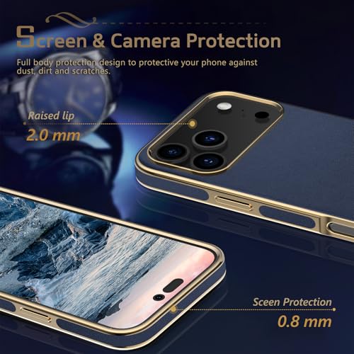 LOHASIC for iPhone 17 Pro Max Case Leather, Men Women Luxury Classic Back Cover with Soft Microfiber Lining Anti-Slip Grip Cases for iPhone 17 ProMax, Navy Blue - Image 4