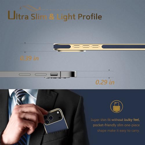 LOHASIC for iPhone 17 Pro Max Case Leather, Men Women Luxury Classic Back Cover with Soft Microfiber Lining Anti-Slip Grip Cases for iPhone 17 ProMax, Navy Blue - Image 3