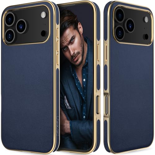 LOHASIC for iPhone 17 Pro Max Case Leather, Men Women Luxury Classic Back Cover with Soft Microfiber Lining Anti-Slip Grip Cases for iPhone 17 ProMax, Navy Blue - Image 1