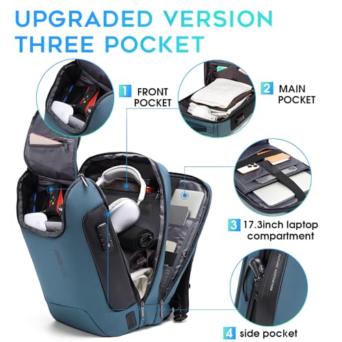 BANGE Anti-Theft Travel Backpack,Waterproof Fashion Work Backpacks,High Tech Backpack with USB3.0 Charging Port,Business Laptop Backpack Fits 17.3 Inch Notebook for Women - Image 2