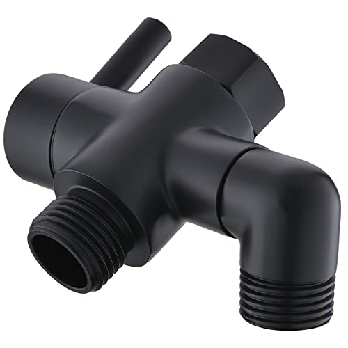 YDmeet Metal Shower Diverter Valve, YDmeet 3 Way Shower Head Diverter for Handheld Showerhead and Fixed Rainfall Shower Head, Universal G1/2 Bathroom Shower System Replacement Part, Matte Black - Image 1