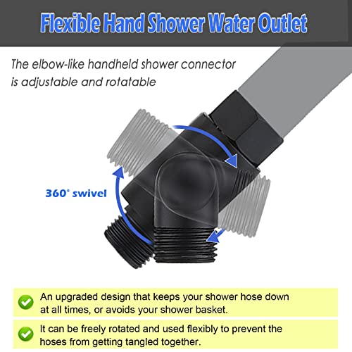 YDmeet Metal Shower Diverter Valve, YDmeet 3 Way Shower Head Diverter for Handheld Showerhead and Fixed Rainfall Shower Head, Universal G1/2 Bathroom Shower System Replacement Part, Matte Black - Image 2