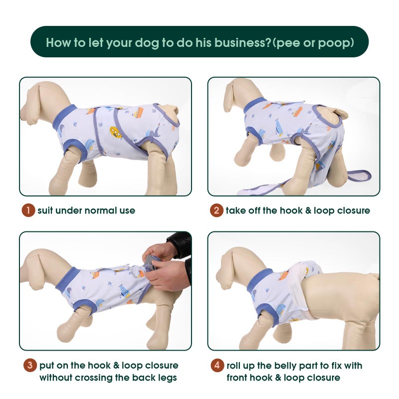 Kuoser Recovery Suit for Dogs Cats After Surgery, Professional Pet Recovery Shirt Dog Abdominal Wounds Bandages, Substitute E-Collar & Cone,Prevent Licking Dog Onesies Pet Surgery Recovery Suit - Image 4