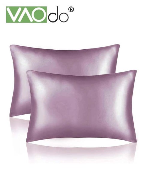 Satin Pillowcase 2 Pack Silk Pillow Cases for Hair and Skin Breathable and Moisture Wicking Pillow Cover Super Soft and Smooth Envelope Pillow