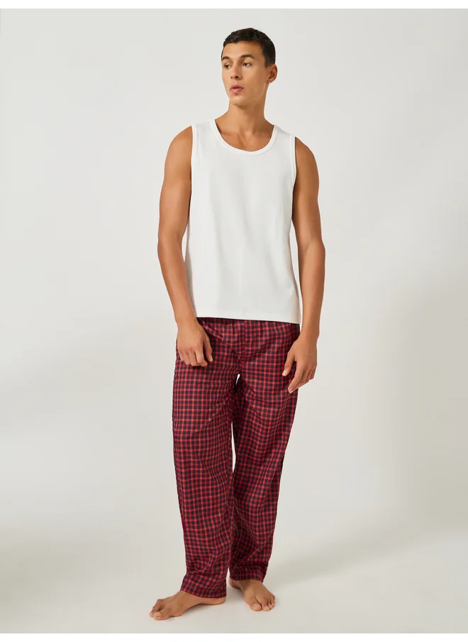 ستايلي Styli Unwind Checked Woven Straight Pyjama with Drawcord