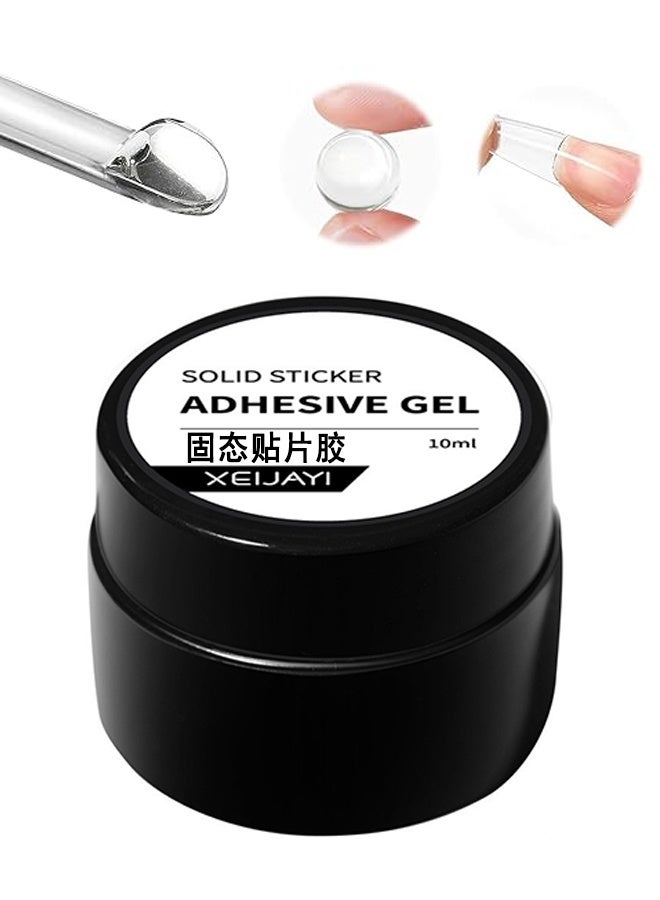 Solid Sticker Adhesive Gel 10ml, Strong Adhesive Glue for Press On Acrylic Nail Tips, Solid Nail Glue Hard 3D Sculpting for Nail Art UV Light Cured, Nail Strengthening for DIY Nail Art and Home Salon - Image 1