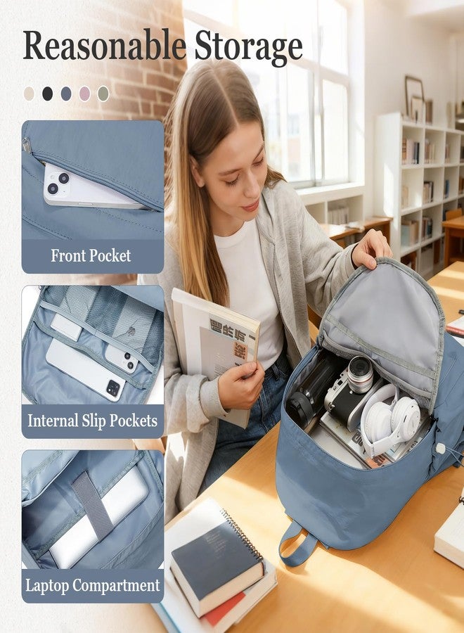 WEPOET حقيبة ظهر WEPOET للمرحلة المتوسطة للفتيات المراهقات، حقيبة ظهر أنيقة للجامعة للنساء، حقيبة مدرسية، حقيبة ظهر للسفر، حقيبة كتب، أزرق، متوسط - Image 3