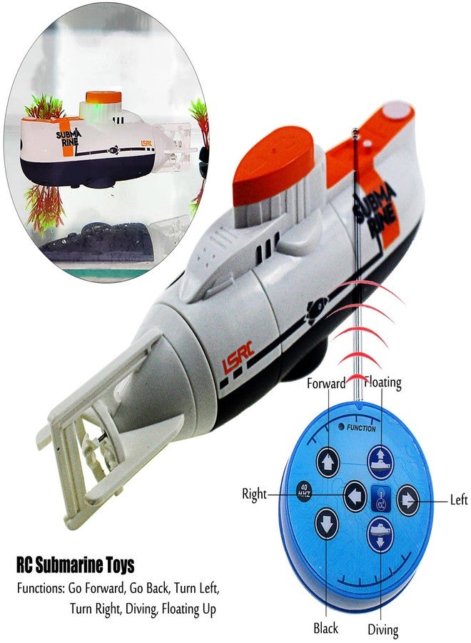 Tipmant RC Submarine Toy Remote Control Boat Underwater Diving Waterproof for Fish Water Tank Kids Birthday Gift (White) - Image 2