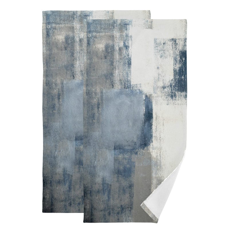 AIYOOLER Abstract Hand Towels for Bathroom Set of 2 Retro Blue Grey Art Grunge Painting Vintage Soft Absorbent Small Bath Towels Decorative Kitchen Guest Dish Towel Multipurpose for GymSpa 28x14in