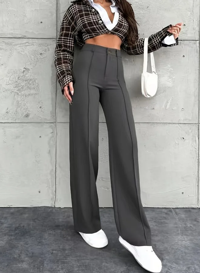 تايك تو بنطال واسع الساق بلون رمادي